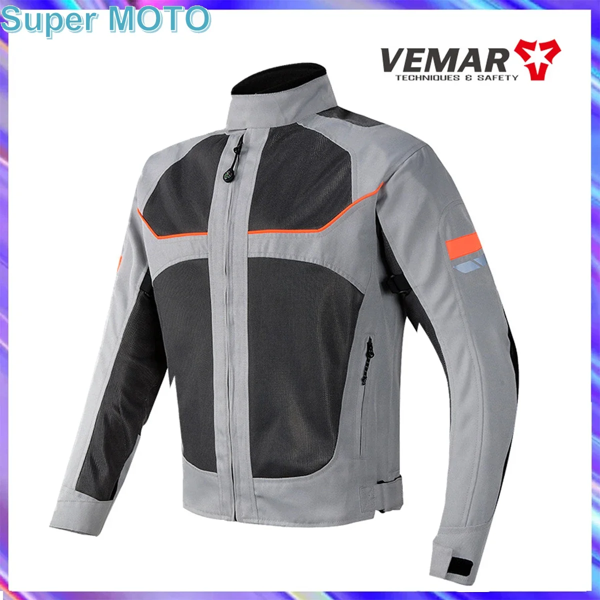 Vemar Summer Motorcycle Jacket Men's Motocross Jacket Protective Breathable Racing Reflective Oxford Clothing Wear Resistant