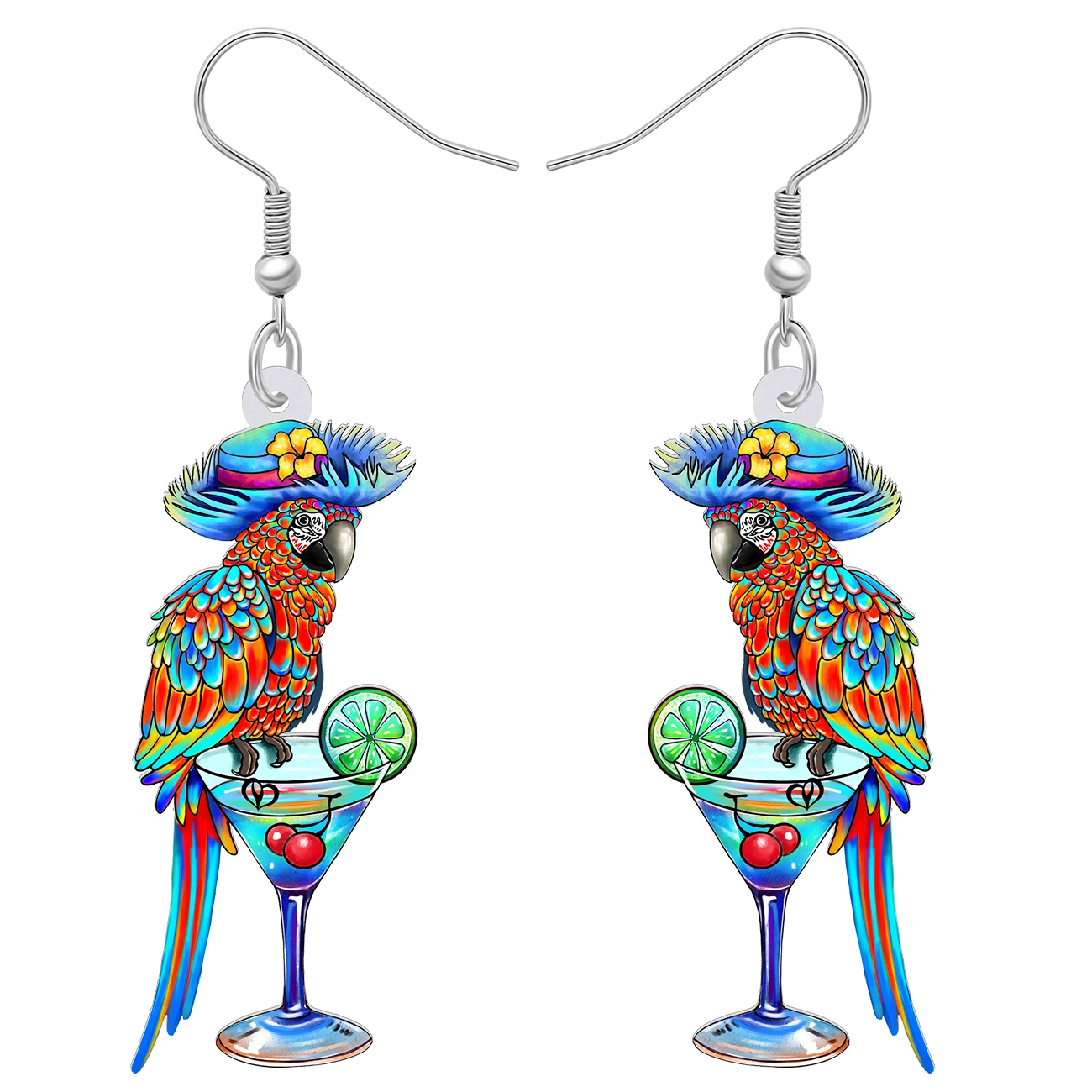 WEVENI-Boucles d'oreilles pendantes en acrylique Hawaii pour femmes et filles, boucles d'oreilles pendantes, perroquet de plage, oiseau de dessin animé, tasse à vin, bijoux fantaisie, cadeaux