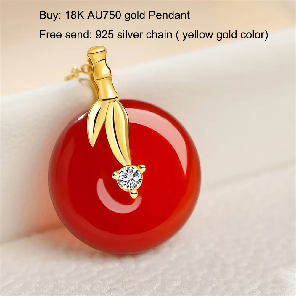 いラインアップ 女性のための天然の赤いagateペンダントネックレス,本物の18k ネックレス・ペンダント