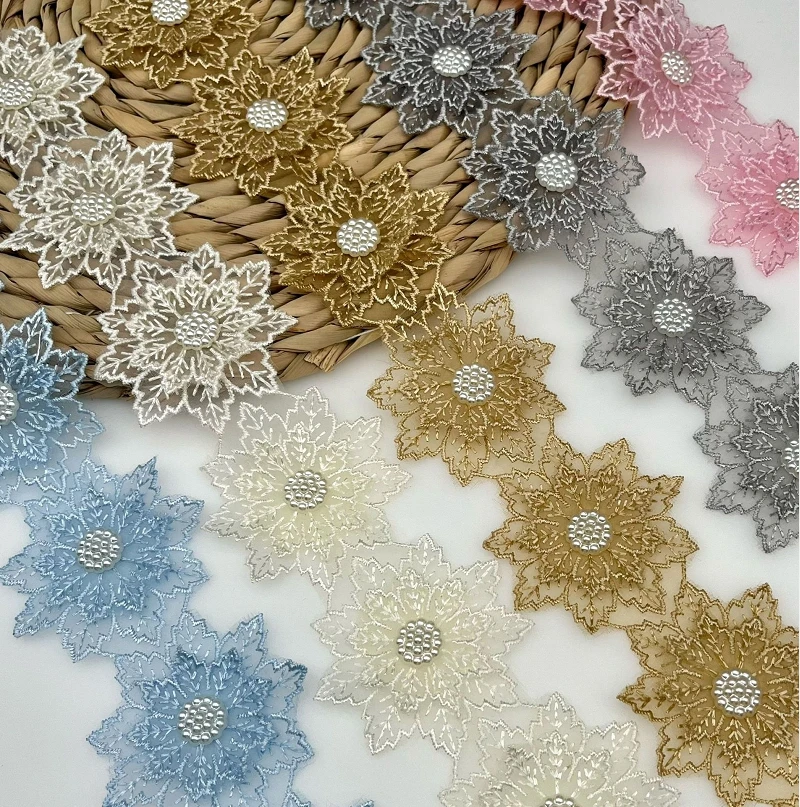 

30Yards Lace Ribbon Wedding Decor Dress Bag DIY Sewing Accessories Applique 3D Flower Embroidery Organza Lace Fabric Crafts