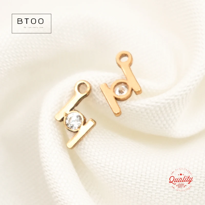 14K Gold Filled H shape Charm Zircon Single Hole Connector Pendant For Necklace DIY Jewelry Tarnish Resistant Jewelry Findings