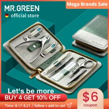 Mr. verde conjunto de manicure pedicure conjuntos prego clipper ferramentas cortador de unhas profissional aço inoxidável com caso viagem kit