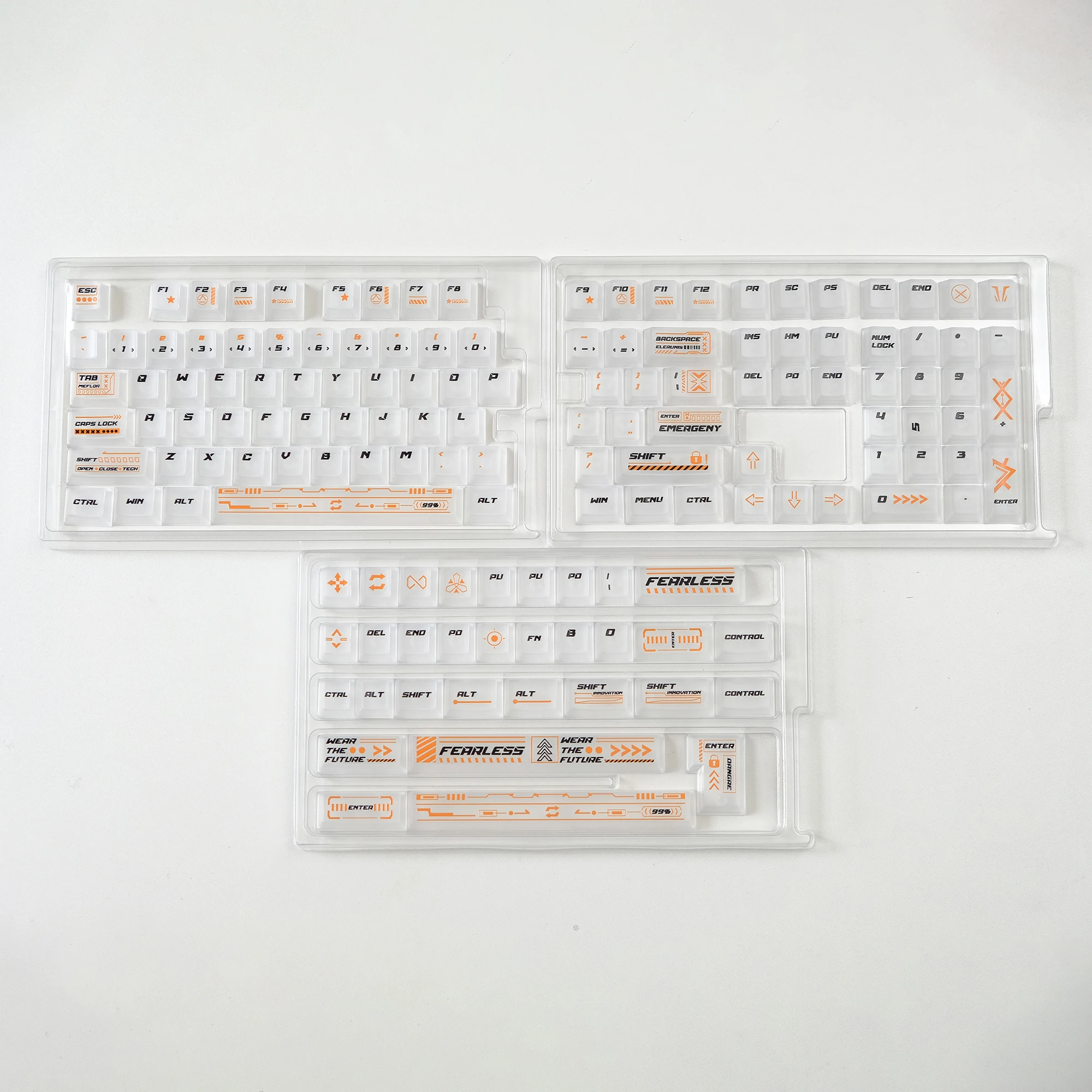 KBDiy Tastenkappe im Cyberpunk-Stil, ISO, weiß, matt, durchscheinend, Kirschprofil, UV-Druck, PC-Tastenkappen für 60 mechanische Gaming-Tastaturen – Detail 1
