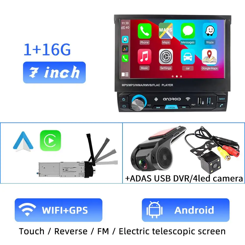Car Radio 1 Din Android 7 Inch Carplay Bluetooth 4.0 Android Auto