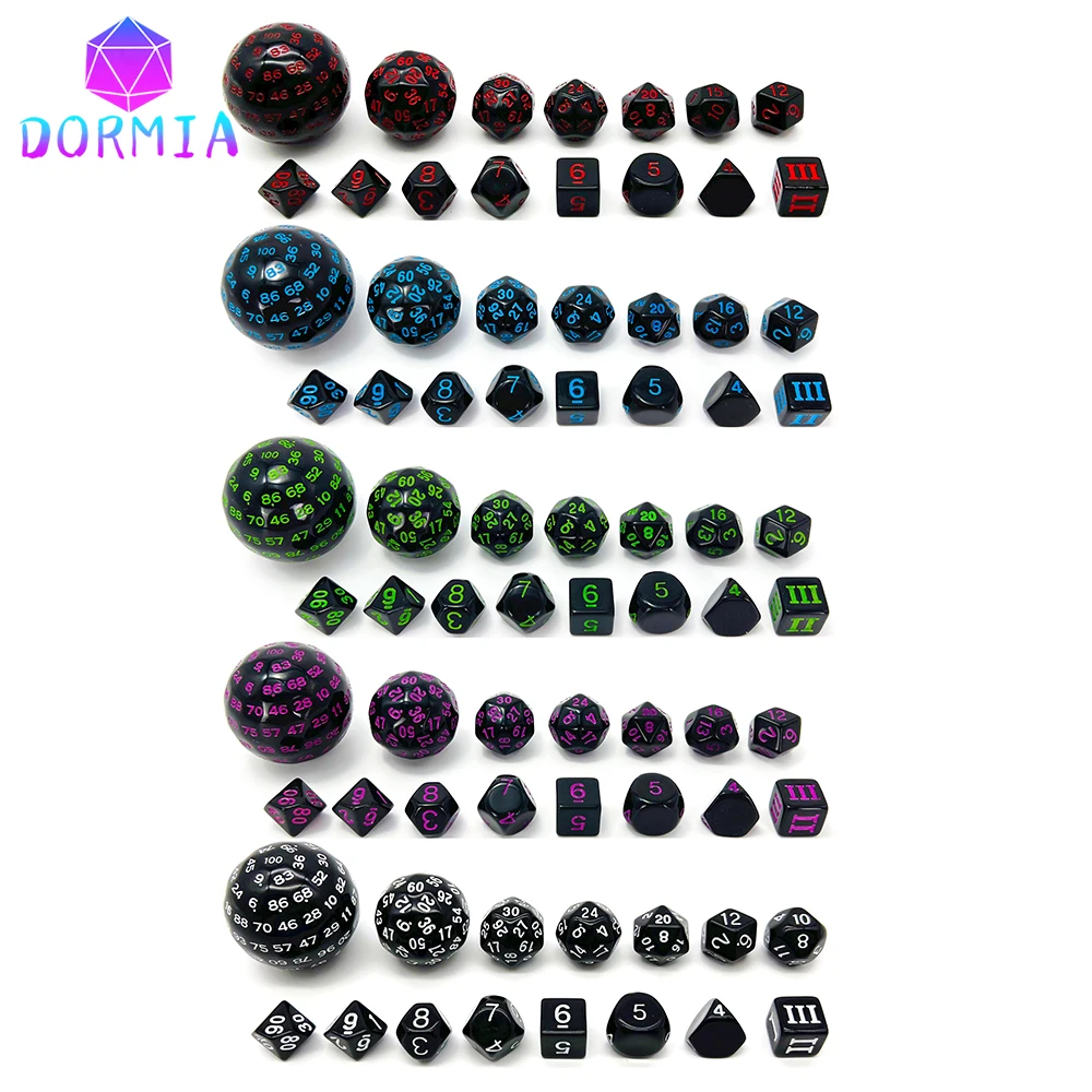 Opaque Effect Polyhedral Dice Set With Bag For Boardgame As