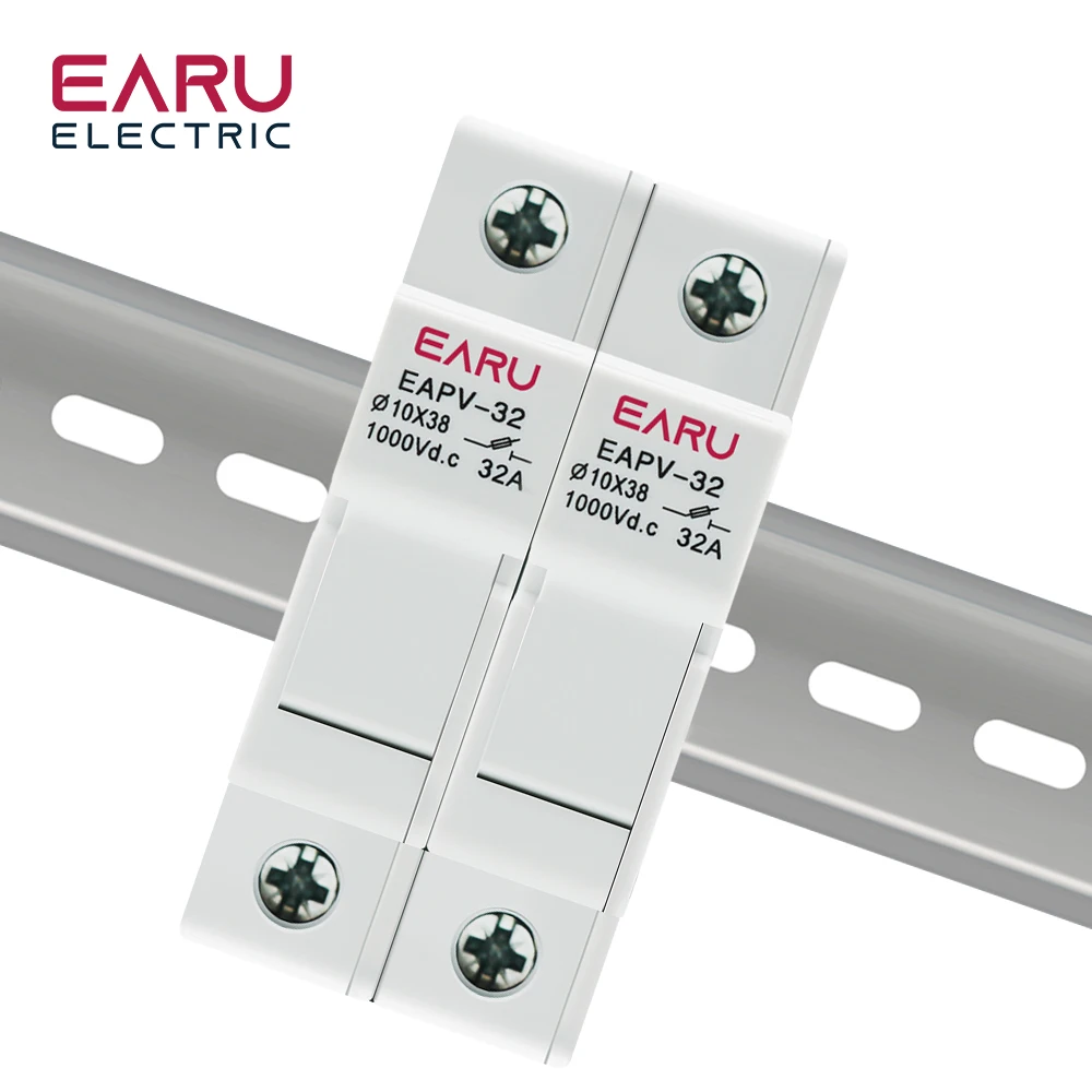 1P 2P Din Rail Solar PV DC Fuse Holders with Indicator Light suitable 10*38mm DC