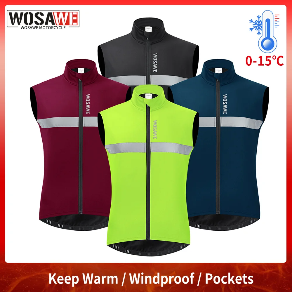 WOSAWE 오토바이 방한 조끼 열 플리스 겨울 바이크 조끼 모토크로스 방풍..