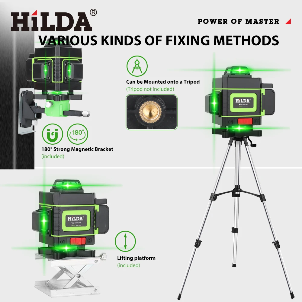 Laser level 16 Lines 4D Self-Leveling 360 Horizontal And Vertical Cross Green Laser Beam