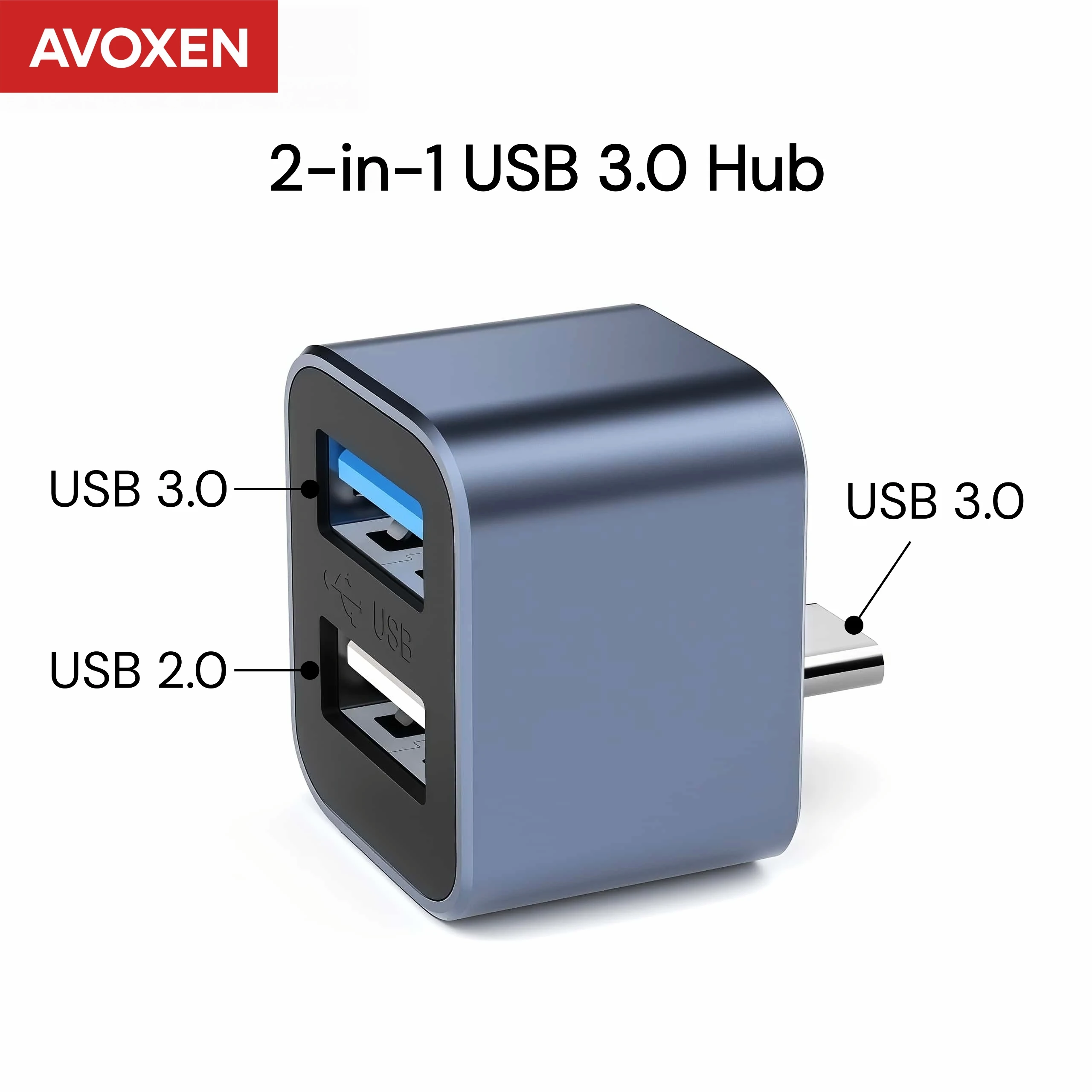 Aluminum Dual-Port High-Speed USB 3.0 Hub and Charger