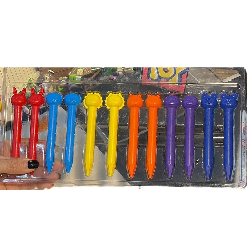 6/12 Color Plastic Crayons-Children's Non-Dirty-Hand, Suitable for Kindergarten Drawing, Graffiti Art & School Supplies - 5