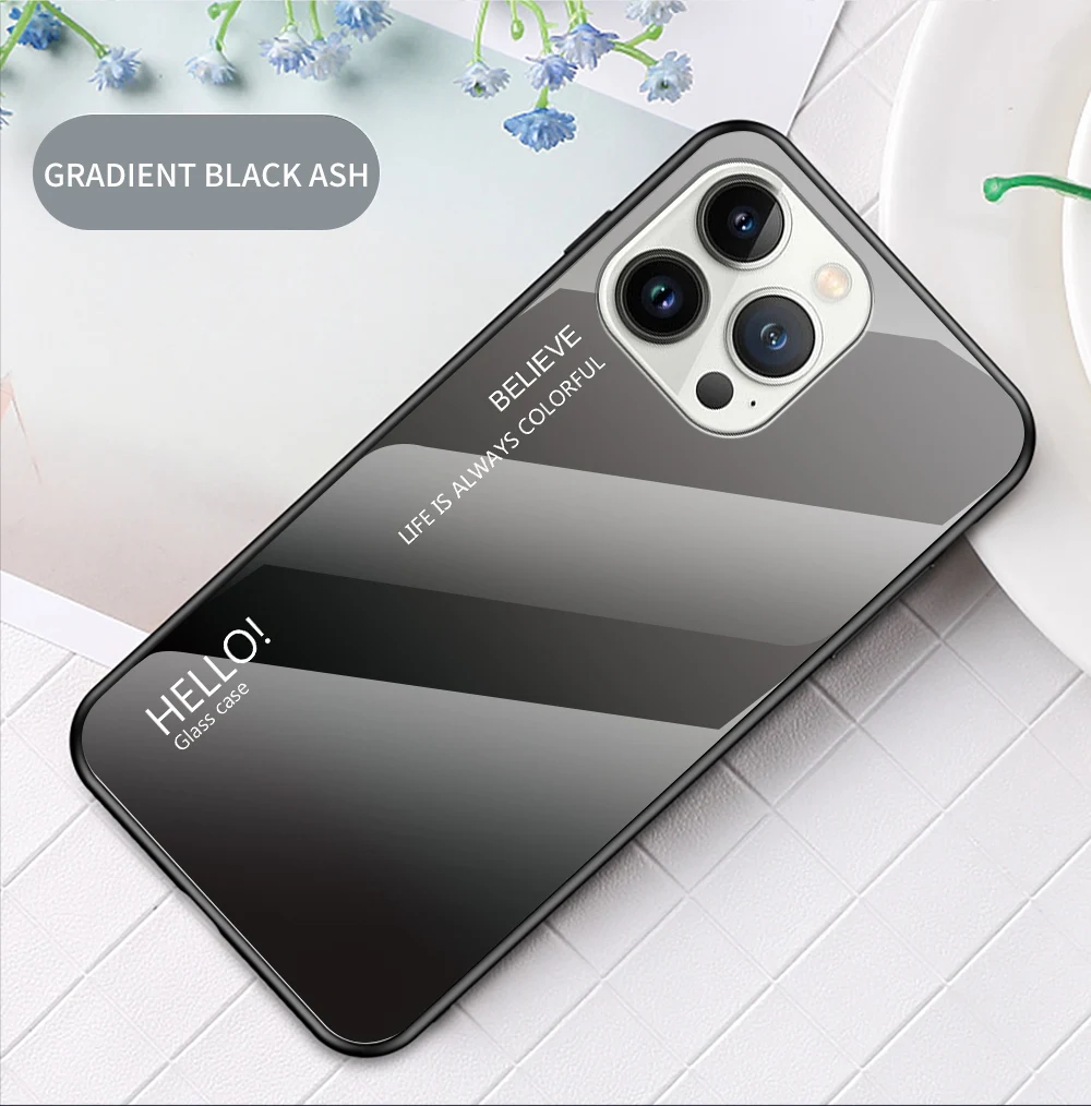 Gradient Glass Phone Case For Iphone, Stylish Protective Cover_voghion.com