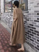 Robe longue midi à col en V pour femmes, manches courtes, coupe ample avec poches, décontractée, pour les vacances, le quotidien, le streetwear, robes maxi amples pour femmes. 5