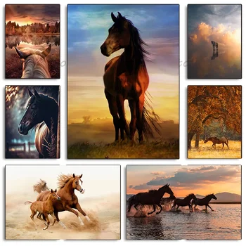 Quadro su Tela con Cavallo, Stampa Artistica, Poster di Cavalli, Bellezza degli Animali Selvatici, Decorazione per la Casa, Stampa Animale