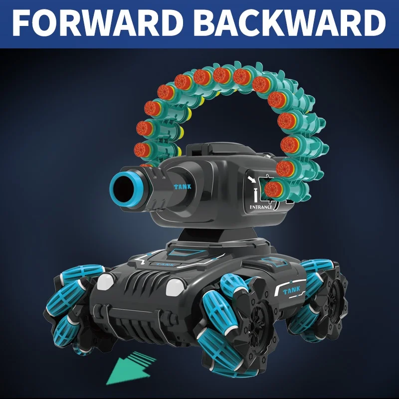 2.4g Radio Remote Control Tank Four-wheel Drive Tracked Soft Bullet Shooting Toy Control Car Tank Control Gesture Multiplayer 6