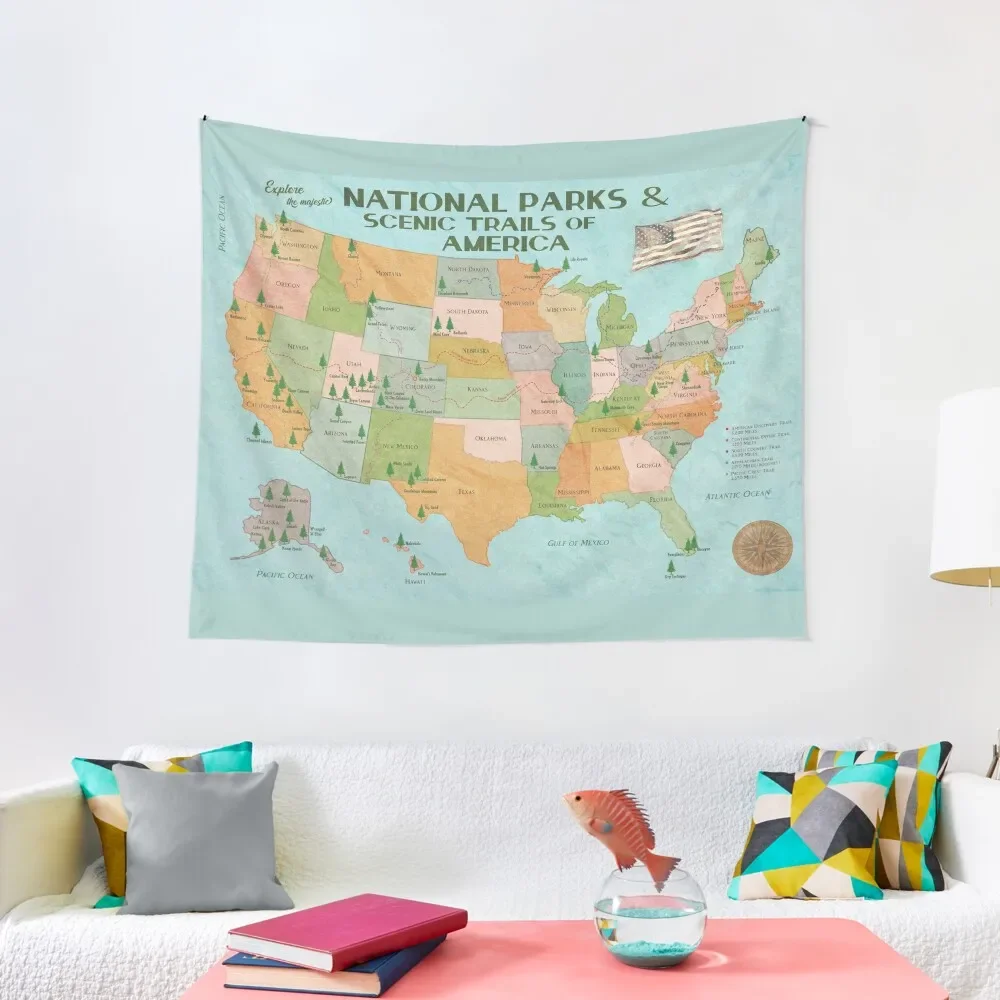 

National Parks Of America Vintage Map Tapestry Bedroom Decor Aesthetic Room Decor Korean Style Wall Decor Hanging Tapestry