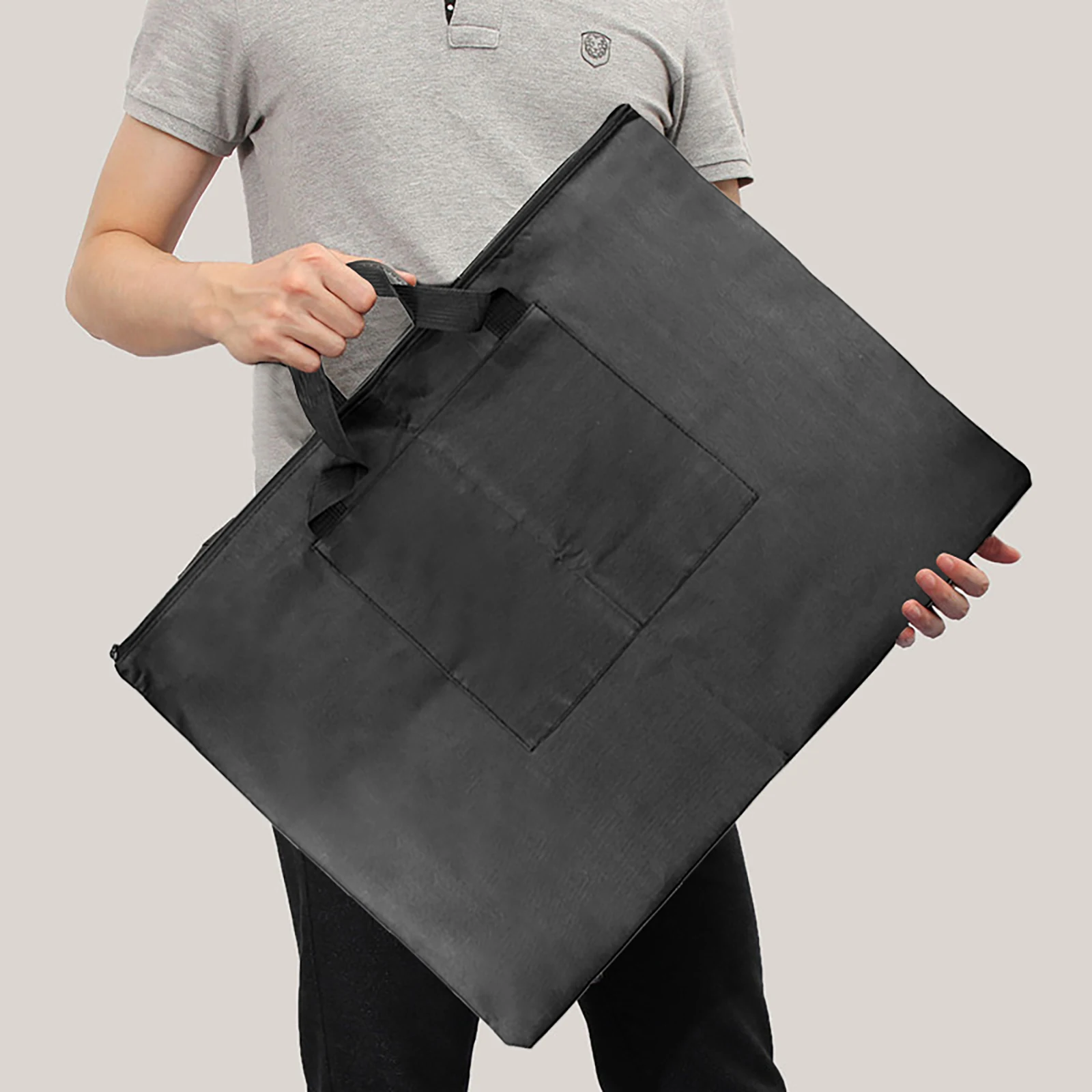 Paterr 4 Pcs Large Size Art Portfolio Case Art Portfolio Tote with Nylon  Shoulder Black Waterproof Portfolio Bag for Poster Board Storage Student