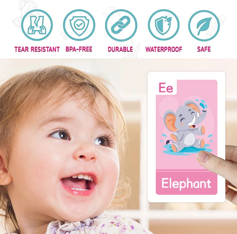 58PCS Baby Flash Cards Montessori Didactic Material Words Letter Number Learn Cards Color Shape Cognition Educational Parish Toy