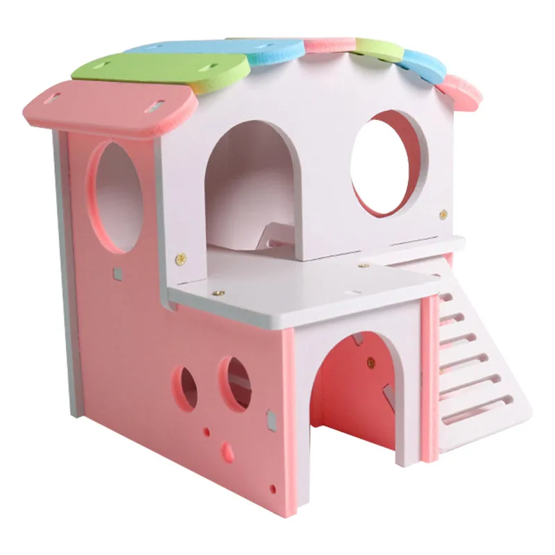 Removable Pet Hamster Slide Stairs Small Animals Villa Bedding Cage House Nest 