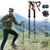 2Pcs Ultra-light Trekking Poles Telescopic Folding Poles Mountaineering Staffs Aluminum Alloy Cork Auxiliary Walking Sticks 1