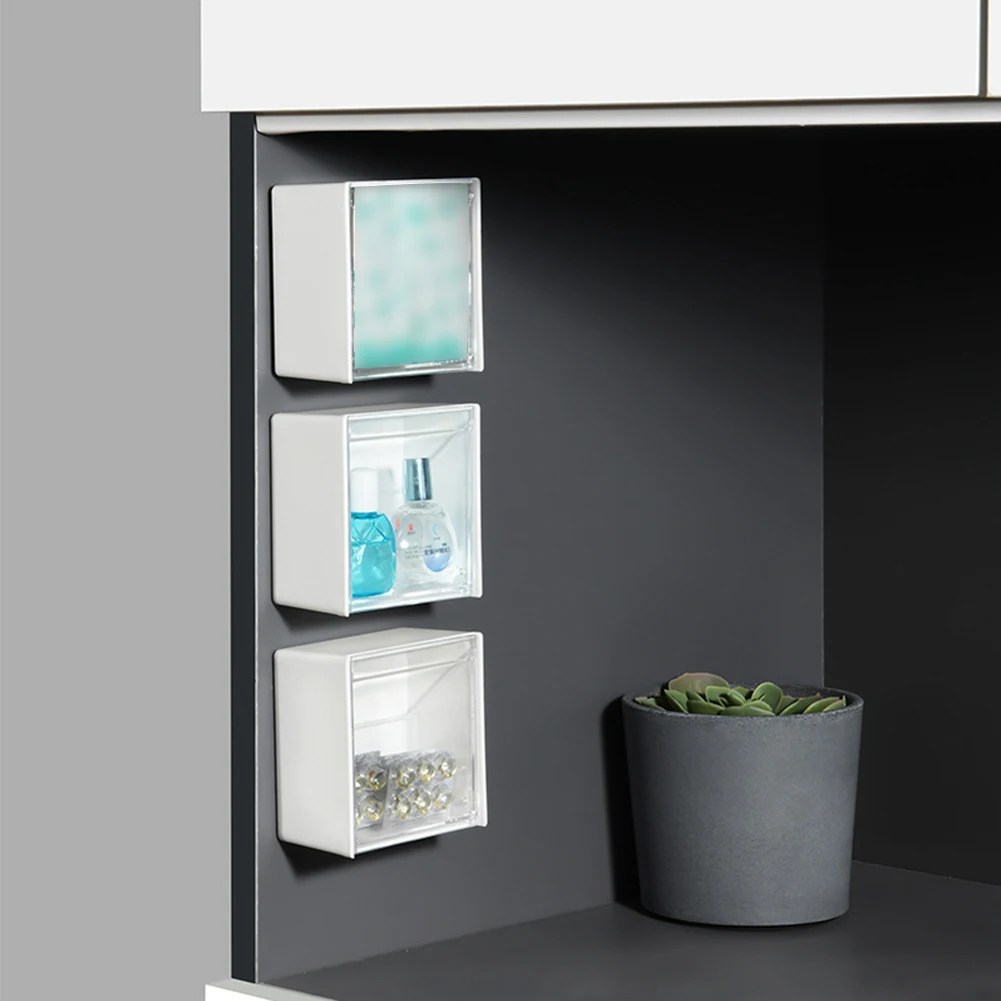 Wall Mounted Cotton Swab Storage Holder Plastic Hanger Wall Holder Nail-free Creative Flap Type Home Decor for Bathroom Bedroom