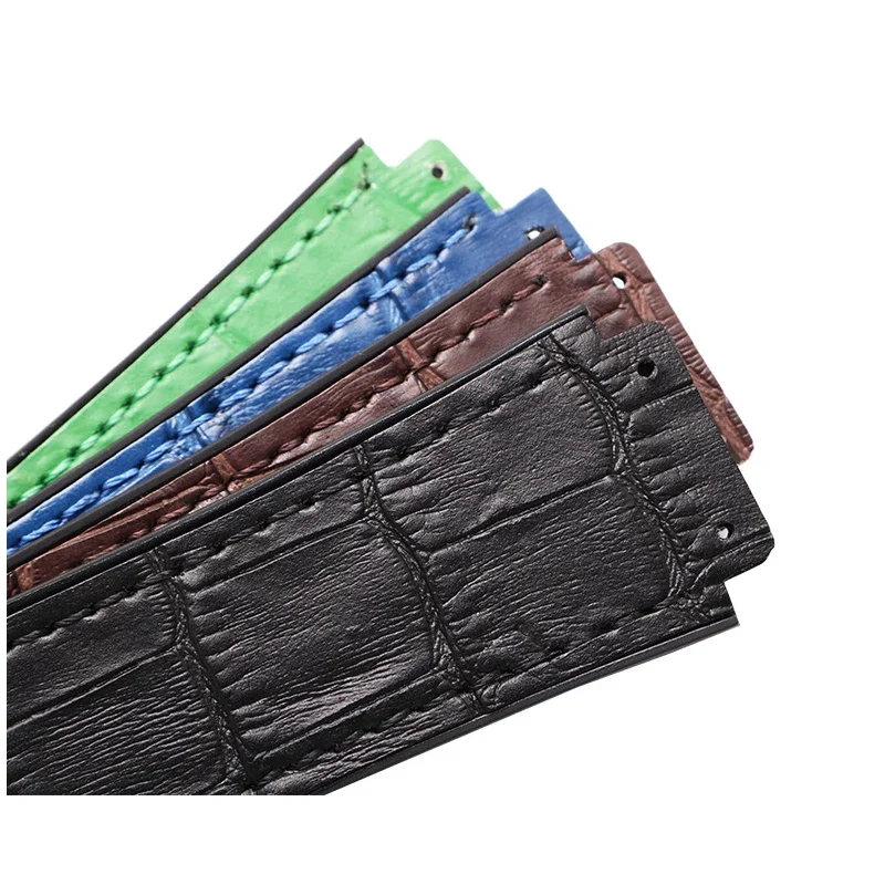 Luxury Genuine Leather Waterproof Watchband - Men's Bracelet Accessory with Chain Design