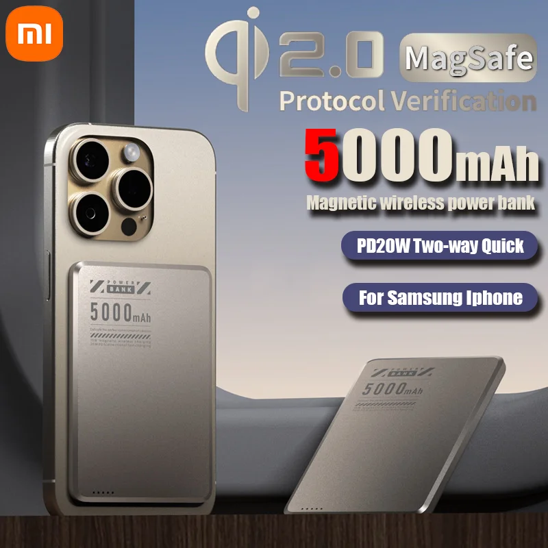 Power Bank 5000mAh Alloy Shell Qi2 Fast Charge For MagSafe iPhone Samsung Huawei Xiaomi