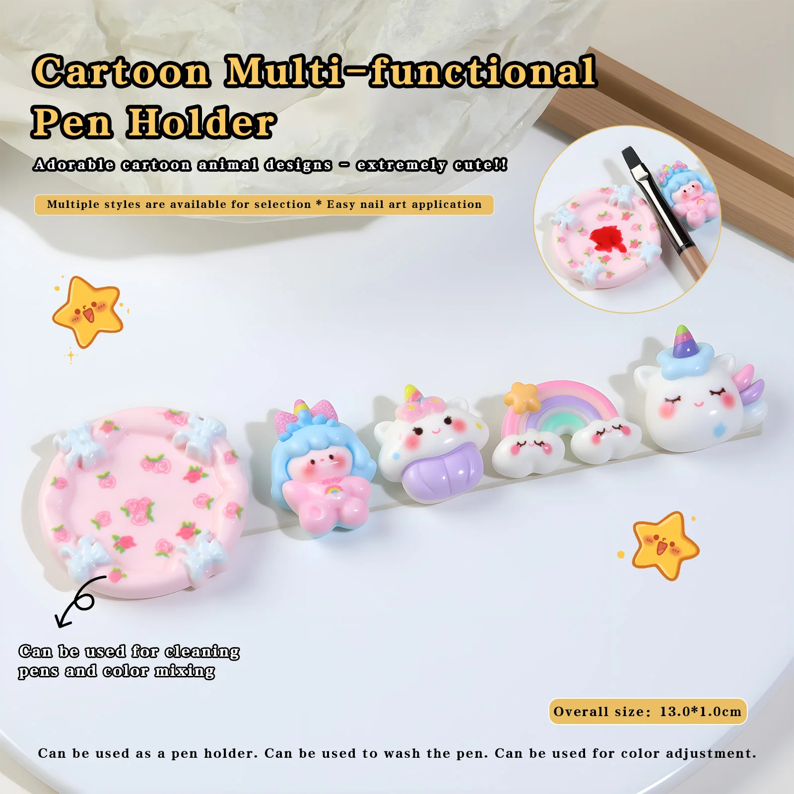 2-in-1 Mini Cartoon Katze & Schmetterling Farbpalette Stifthalter Ständer Nagelkunst Farbmischung Zeichenfarbenpalette Maniküre-Werkzeuge – Detail 9
