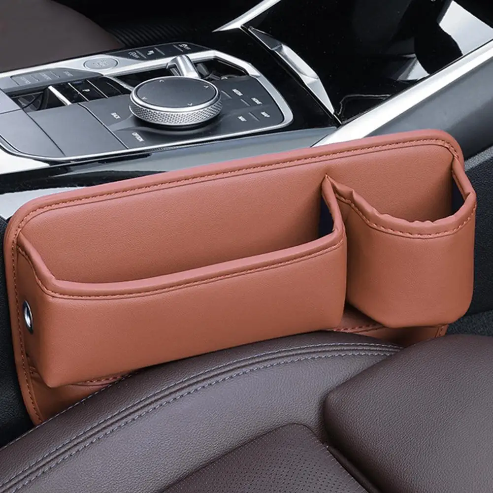 

Faux Leather Car Seat Gap Filler Large Capacity Automotive Seat Storage Box with Cup Holder Universal Seat Gap Organizer