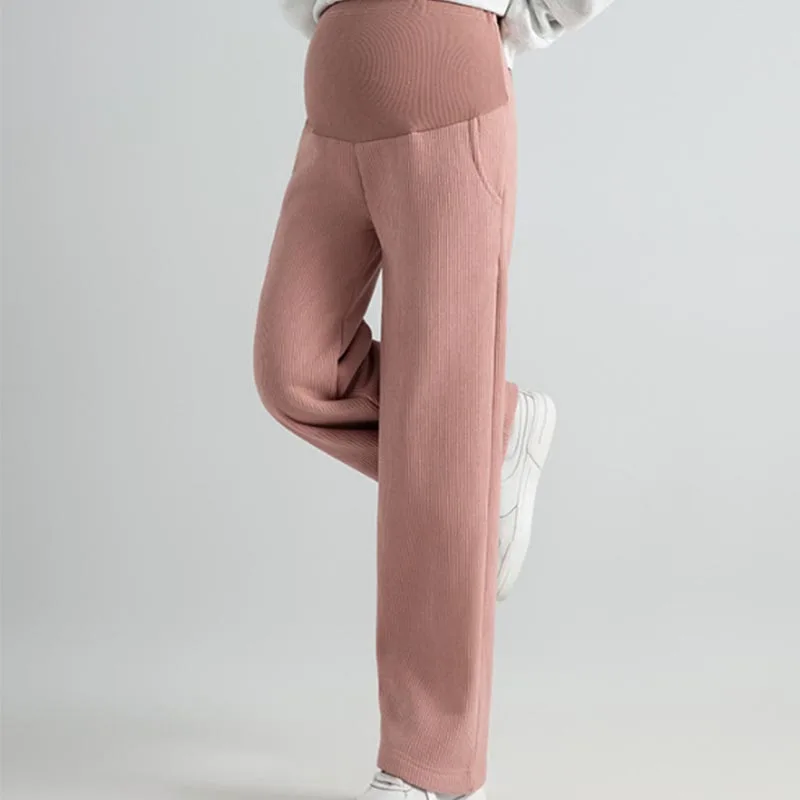 Maternity Pant Winter Plus Velvet Corduroy Maternity Pants Wide Leg Loose Clothes for Pregnant Women Casual Pregnancy Trousers 6