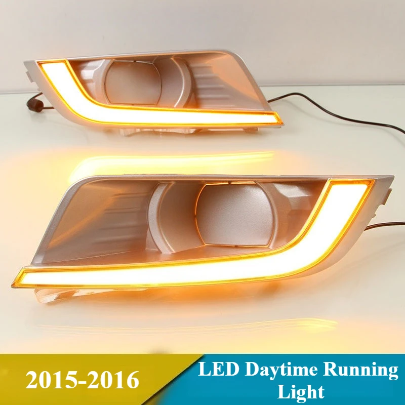 2PCS LED Daytime Running Light For Ford Ranger 2015 2016, Dynamic Yellow Turn Signal Waterproof Car 12V LED DRL Fog Lights detail image 4