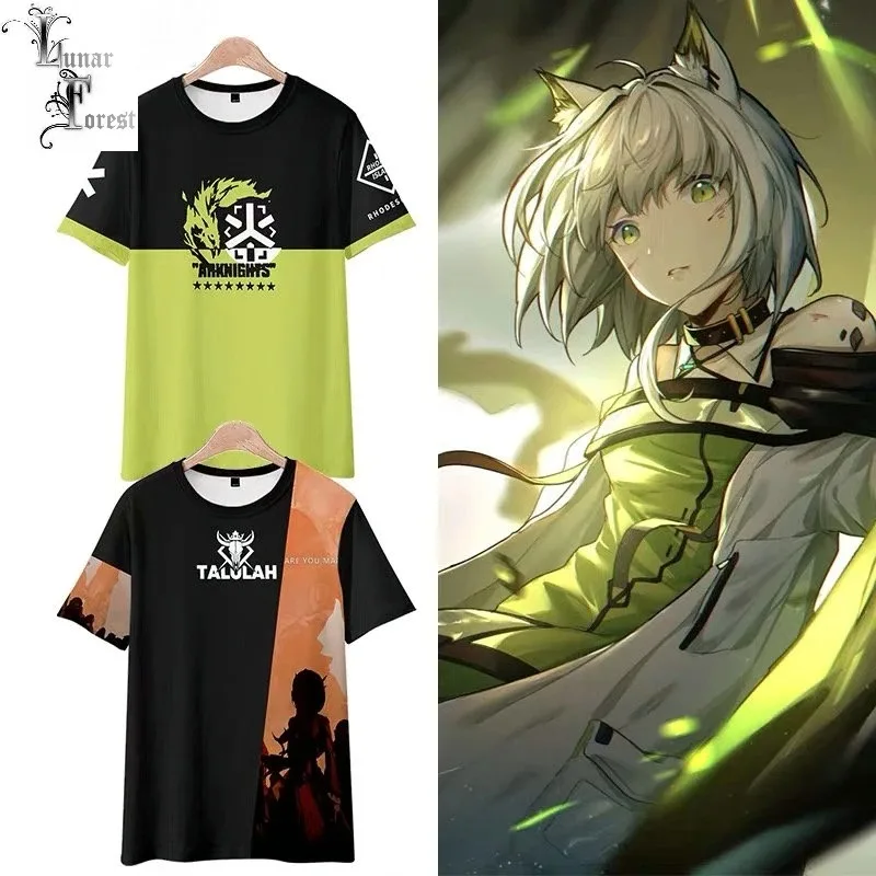 Arknights 3d printing T-shirt summer fashion around neck short sleeve popular game streetwear 2024