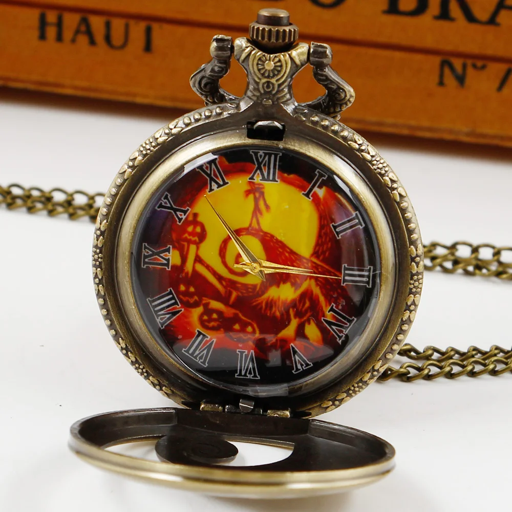 Halloween Christmas Gift Vintage Quartz Pocket Fob Watches Personalised Skeleton Steampunk Pockets Clock