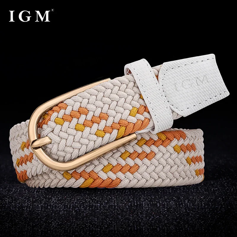 여성용 가죽 벨트, 천공 캔버스 우븐 허리띠 장식, 신축성 있는 탄성 청바지, 다용도 삽입 스타일