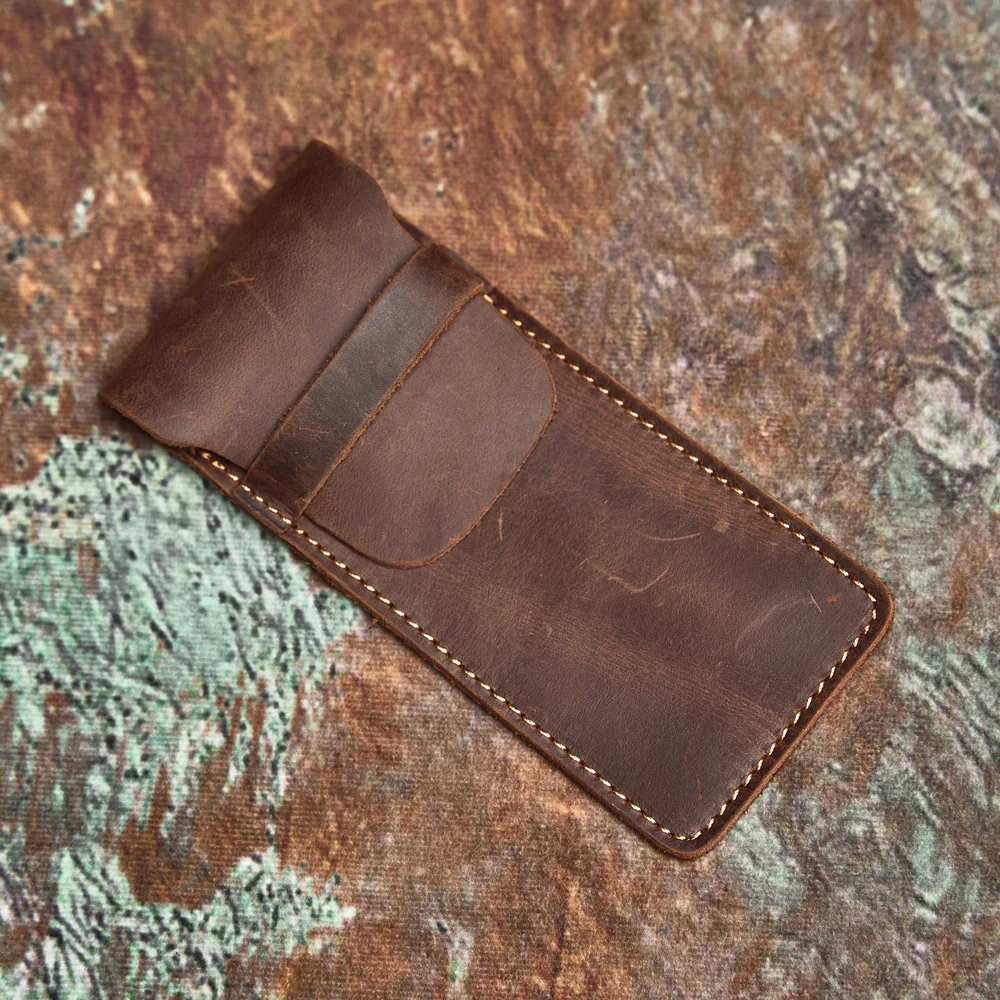 Nasva Echt leder Vintage Feder mäppchen Stifts chutz Bleistift Veranstalter tragbare Bleistift einsatz Beutel einfache Feder mäppchen – Detail 9