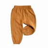 Детские летние свободные брюки, однотонные дышащие брюки в Корейском стиле для мальчиков, шаровары для девочек, простые детские широкие брюки 4
