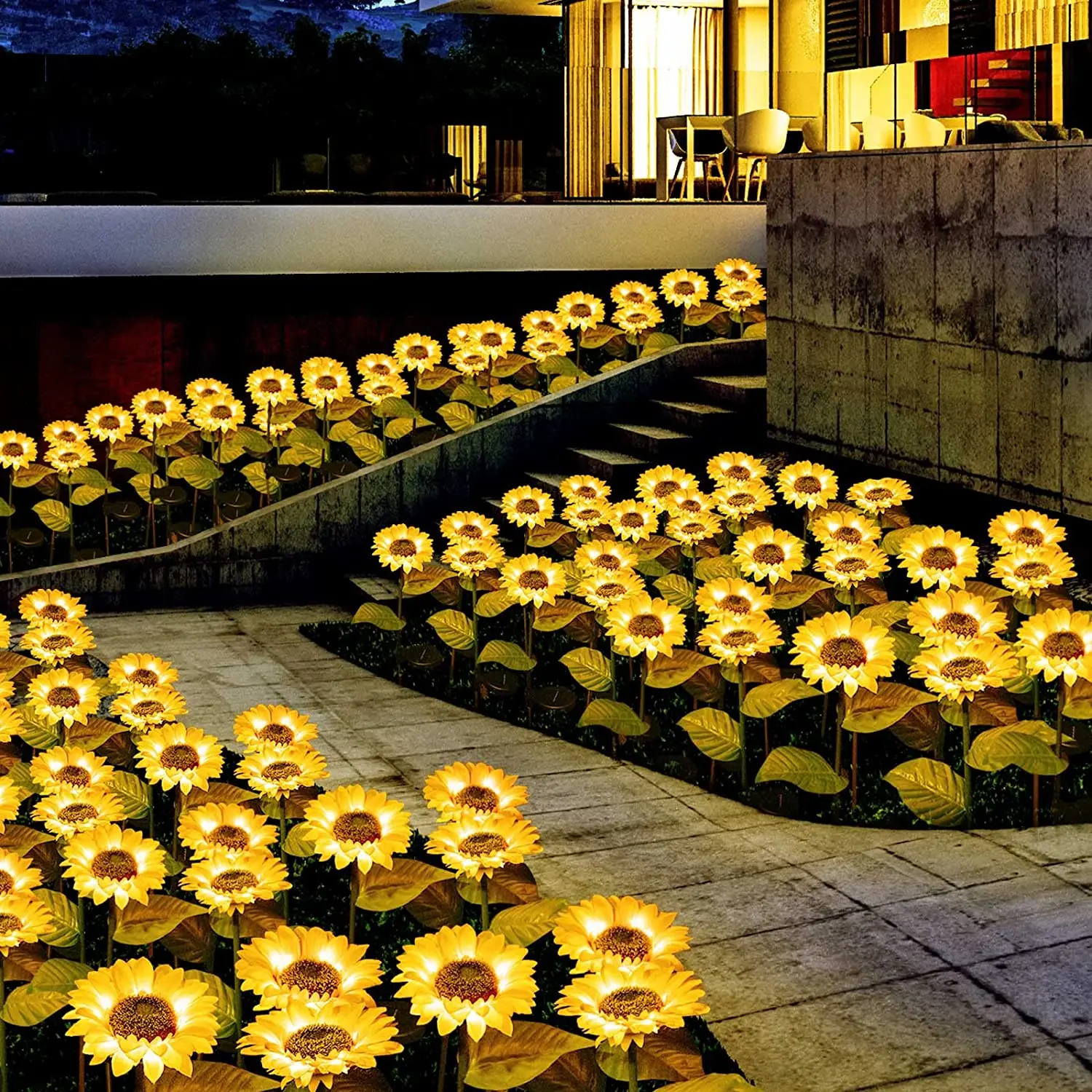 

6pcs Solar Sunflowers Lights IP65 Waterproof LED Garden Light Outdoor Pathway Lights Garden Stake Lights for Patio Lawn Yard