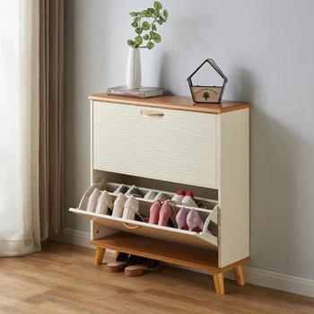 Armadio Portascarpe Piccolo Stile Rustico per Ufficio, Mobile Contenitore Economico per Ingresso, Scaffalatura Organizzatore per Scarpe, Arredamento per la Casa