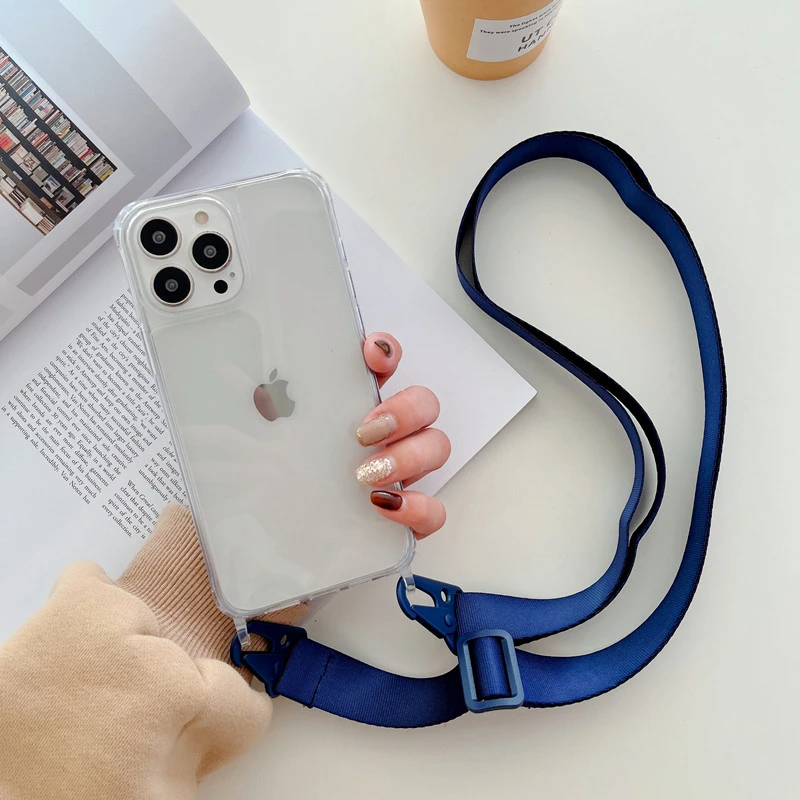 Clear Acrylic Bumper Crossbody Phone Case with Necklace Cord Lanyard