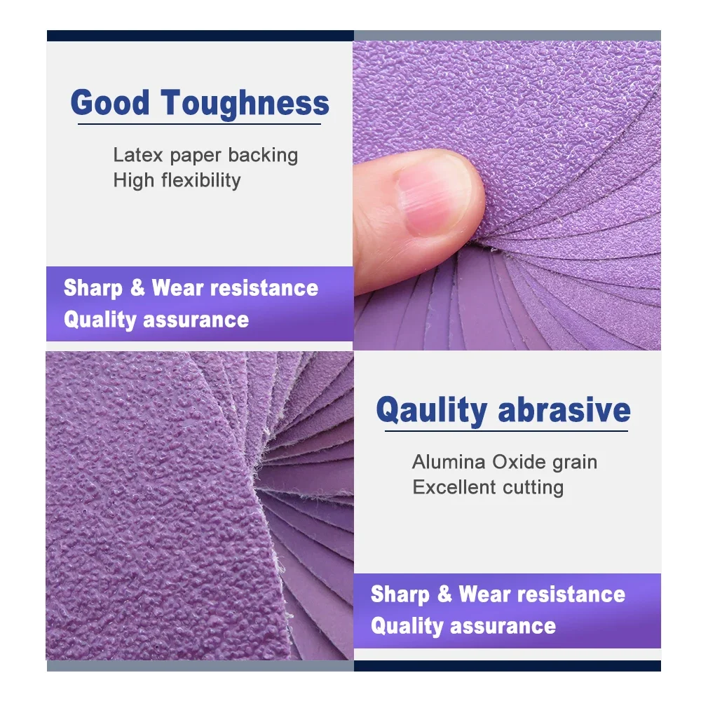 Sandpaper Set Mini Sandpaper Kit 2 Inch Purple Sanding Paper 60-10000 Grit For Car Wood Furniture Metal