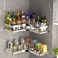 Wall Mounted Bathroom Shelf Organizer with Thickened Iron Triangle Frame, Kitchen Corner Shelf 2