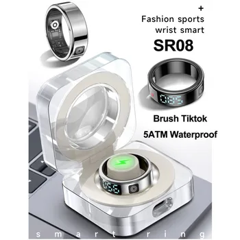 2025 New SR08 Smart Ring Men Women LED Display Screen Heart Rate Blood Oxygen Monitoring 5ATM Waterproof Multi Sports Modes Gift 2