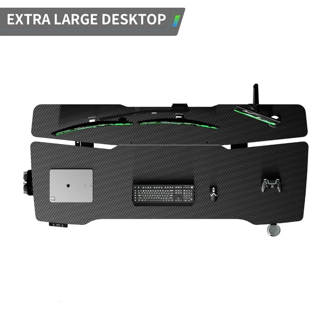 Gaming Standing Desk, Electric Height Adjustable Desks, 63x28 Inch Desks with Mecha LED Panel, Ergonomic Computer Desk 6
