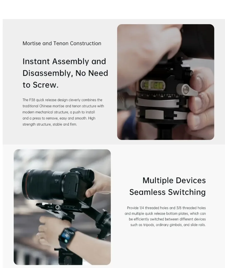 F38 Camera Quick Release Series Dual Screw Thread Plate for DJI ZHIYUN Stabilize