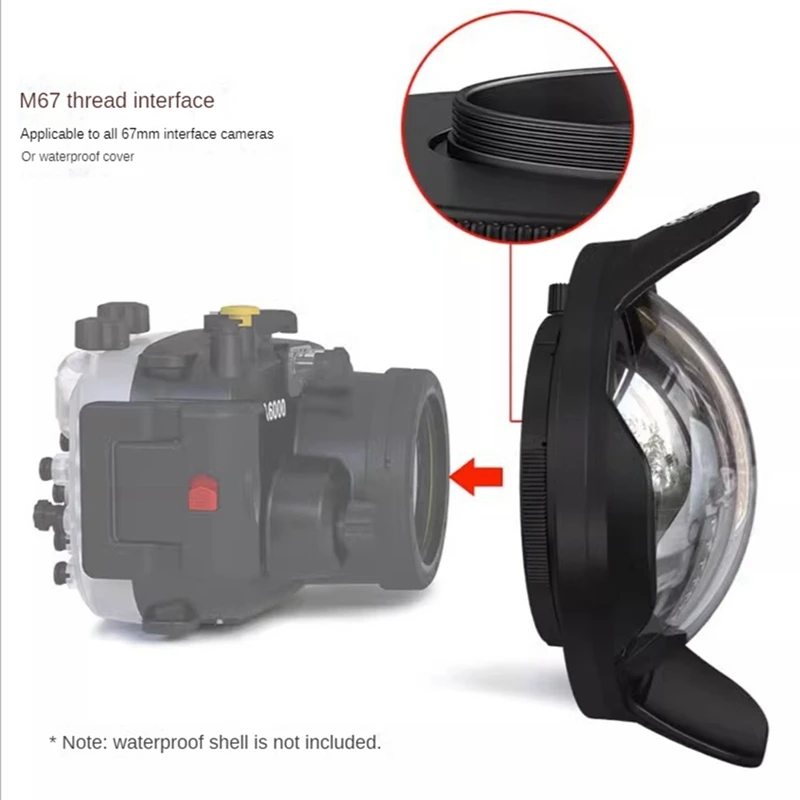 67Mm Portable Waterproof Wide Angle Dome Port Lens Housing Case Underwater Diving Parts for SLR Camera
