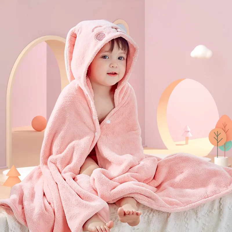 75*120cm Comfortable Baby Bathrobe Cute Animal Solid Babies Blanket