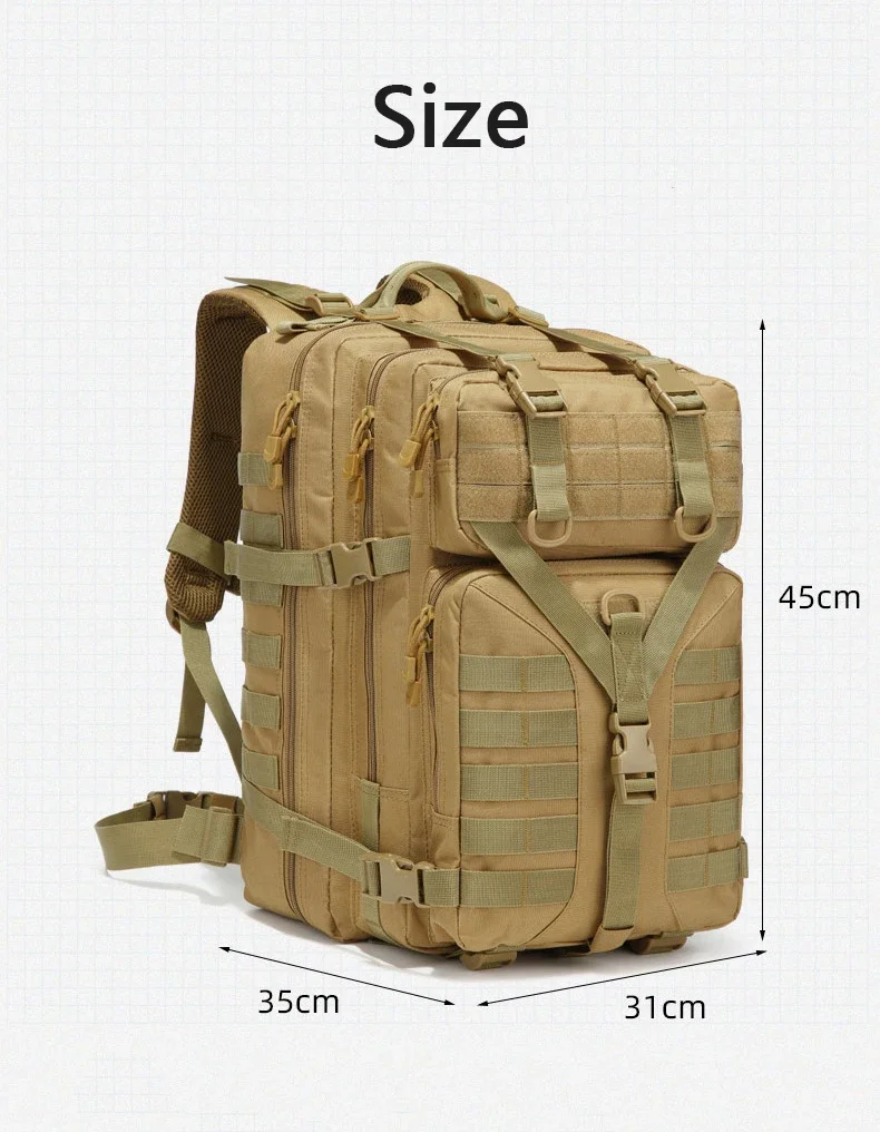 Description Picture 4 of item50L Hunting Backpack Large Capacity 3 day Molle Pack Men Climbing Backpack Bug Out Bag Rucksack for Outdoor Sport Travel Fishing