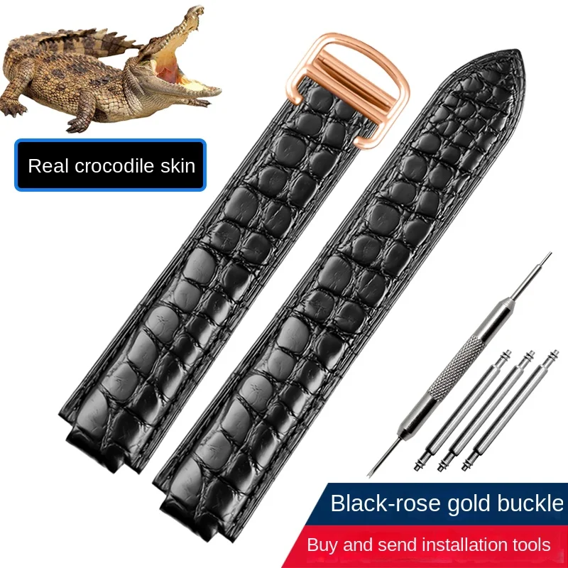 男性と女性のためのクロコダイルレザーウォッチストラップ、スクリュー