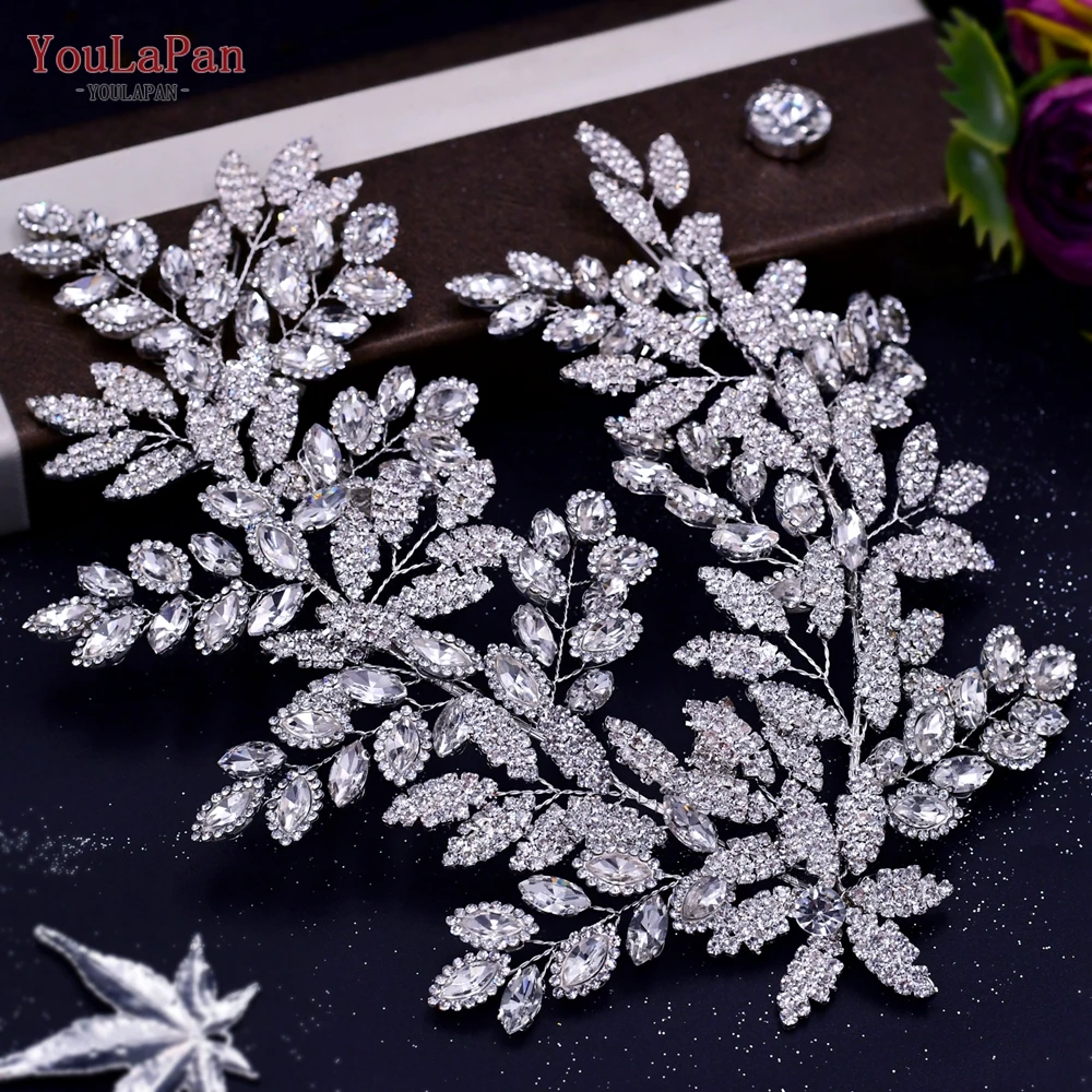TOPQUEEN Bridal Side Clip Wedding Tiara Bridal Hairpins Handmade Rhinestone Women Headwear Alloy Flower Bride Headdress HP254 hair accessories bridal hair accessories