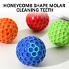65mm New Dog Toys Bite Resistant Interactive Throwing Sound Honeycomb Balls Natural Rubber Teething Clean Teeth Pet Toys 2