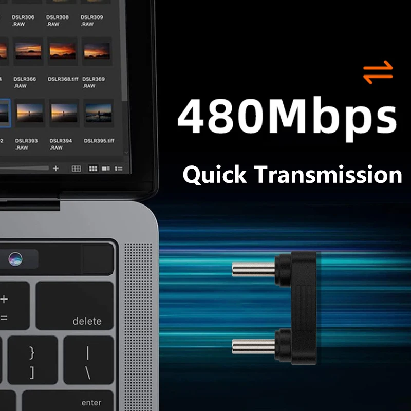 USB Type C Data Adapter USB C Adapter U-Shape Male to Male Plug to Type PD65W Fast Charging Converter 480Mbps